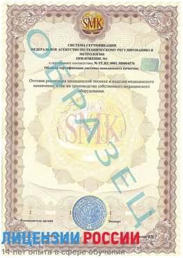 Образец сертификата соответствия (приложение) Лесозаводск Сертификат ISO 13485